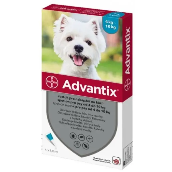 Advantix Spot-on pro psy 4-10 kg 4 x 1 ml
