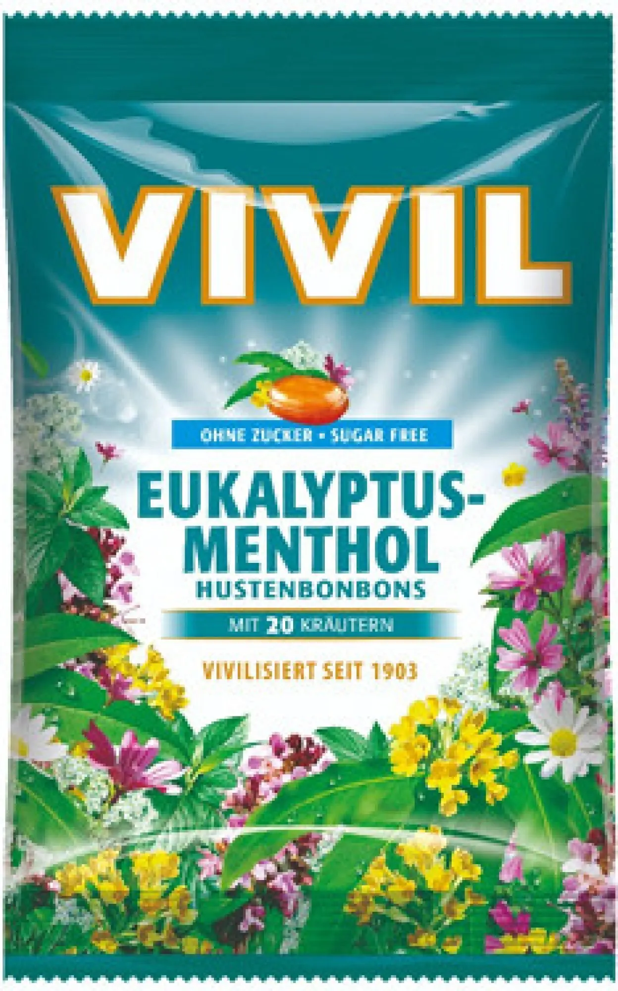 Vivil Eukalyptus-menthol + 20 druhů bylin bez cukru 120 g