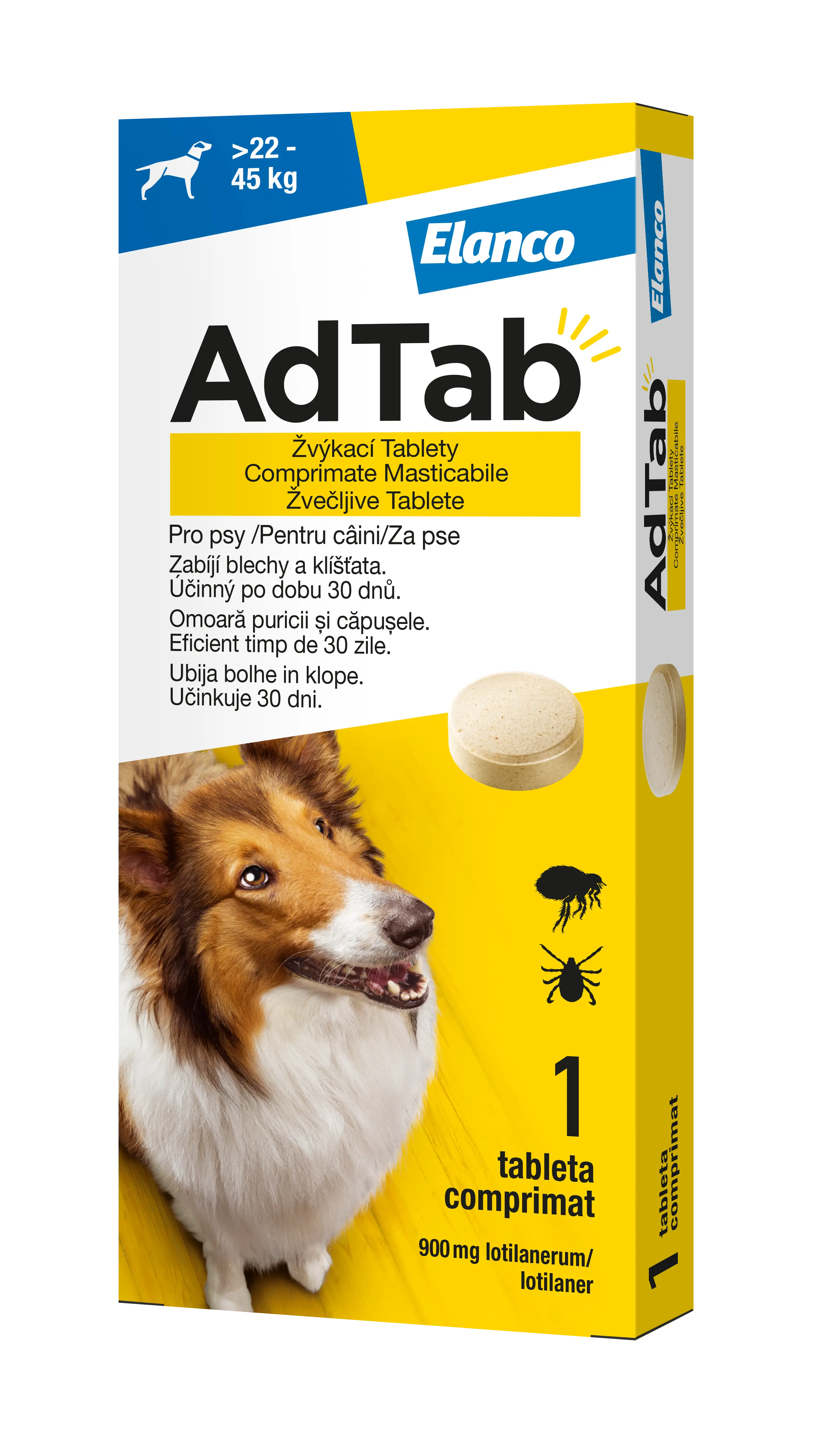 AdTab 900 mg žvýkací tablety pro psy 22-45 kg 1 tbl