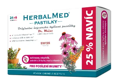 HerbalMed Dr. Weiss echinacea rakytník Vitamín C 30 pastilek