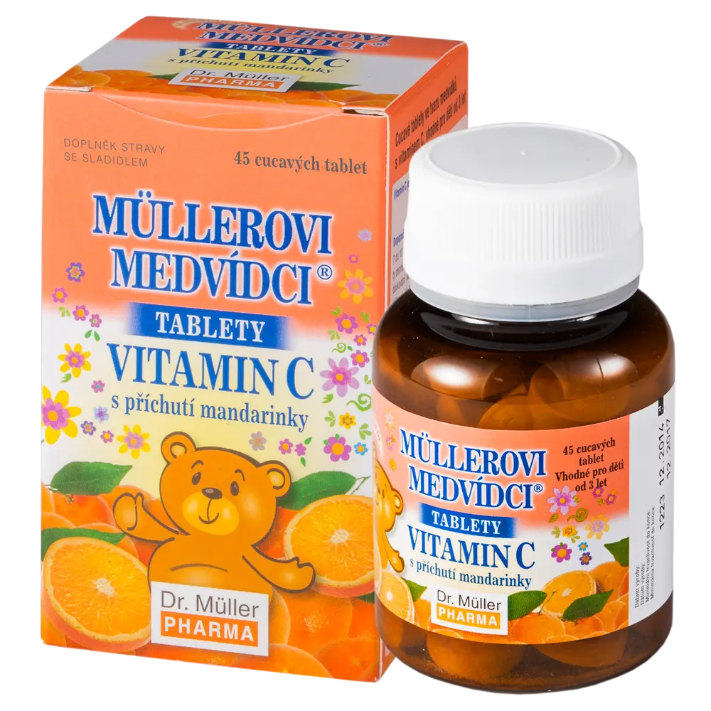 Müllerovi medvídci s vitaminem C s příchutí mandarinky 45 tbl