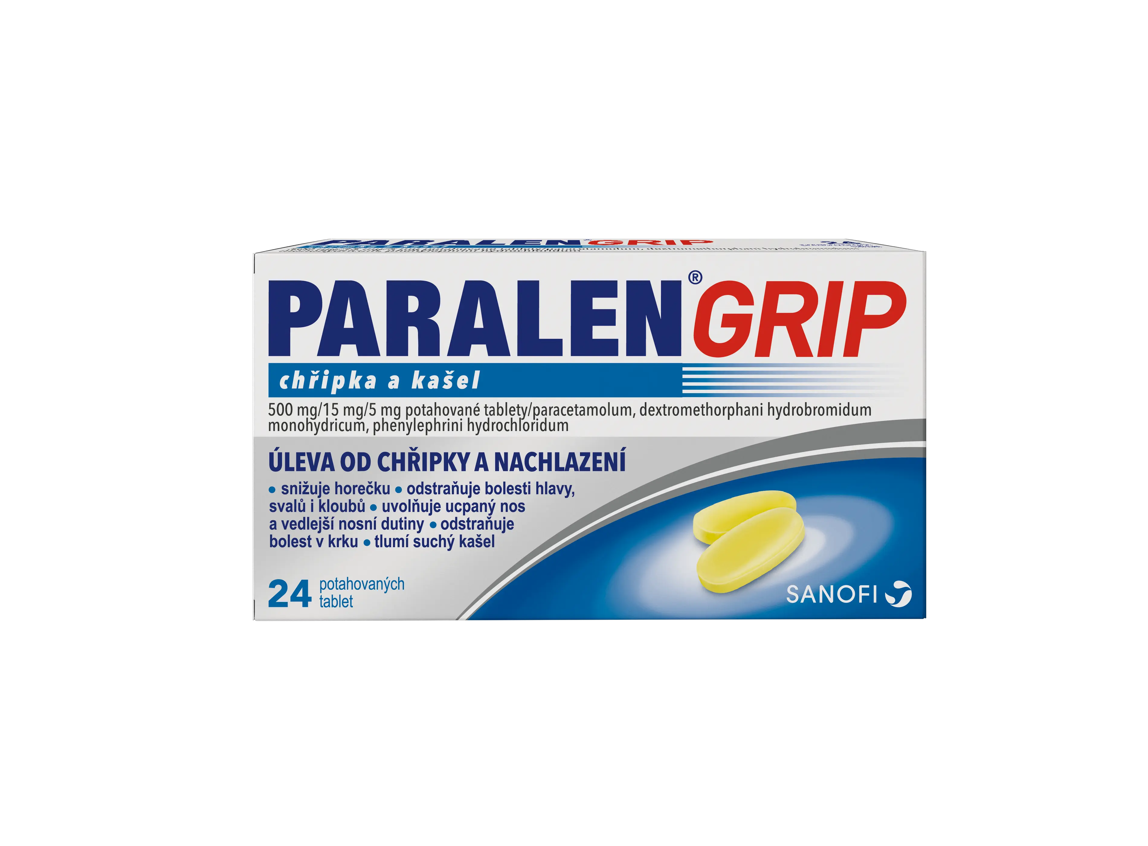 Paralen Grip chřipka a kašel tbl.flm. 24 x 500 mg/15 mg/5 mg