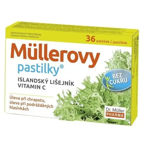 Müllerovy pastilky s islandským lišejníkem a Vitamínem C bez cukru 36 ks