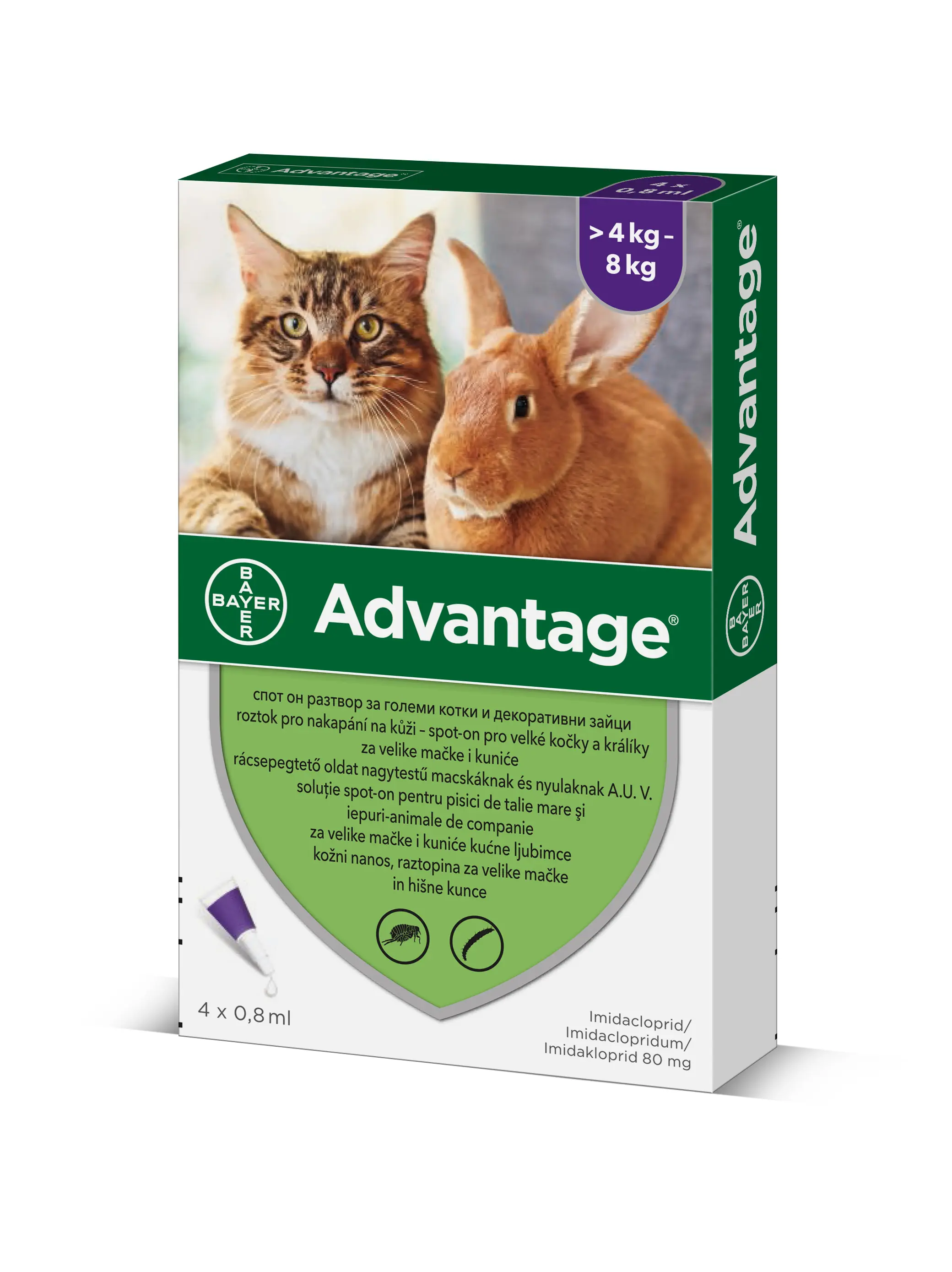 Advantage Spot-on pro malé kočky a králíky 80 mg 4 x 0,8 ml