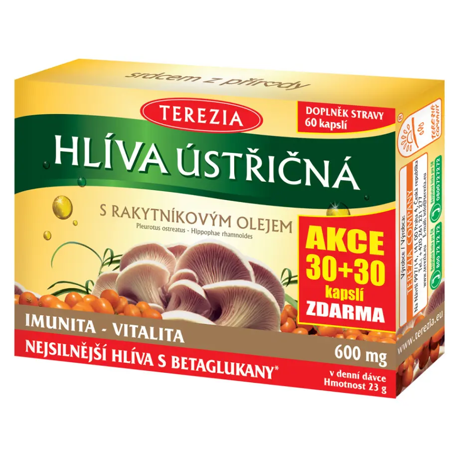 Terezia Company Hlíva ústřičná s rakytníkovým olejem 60 kapslí