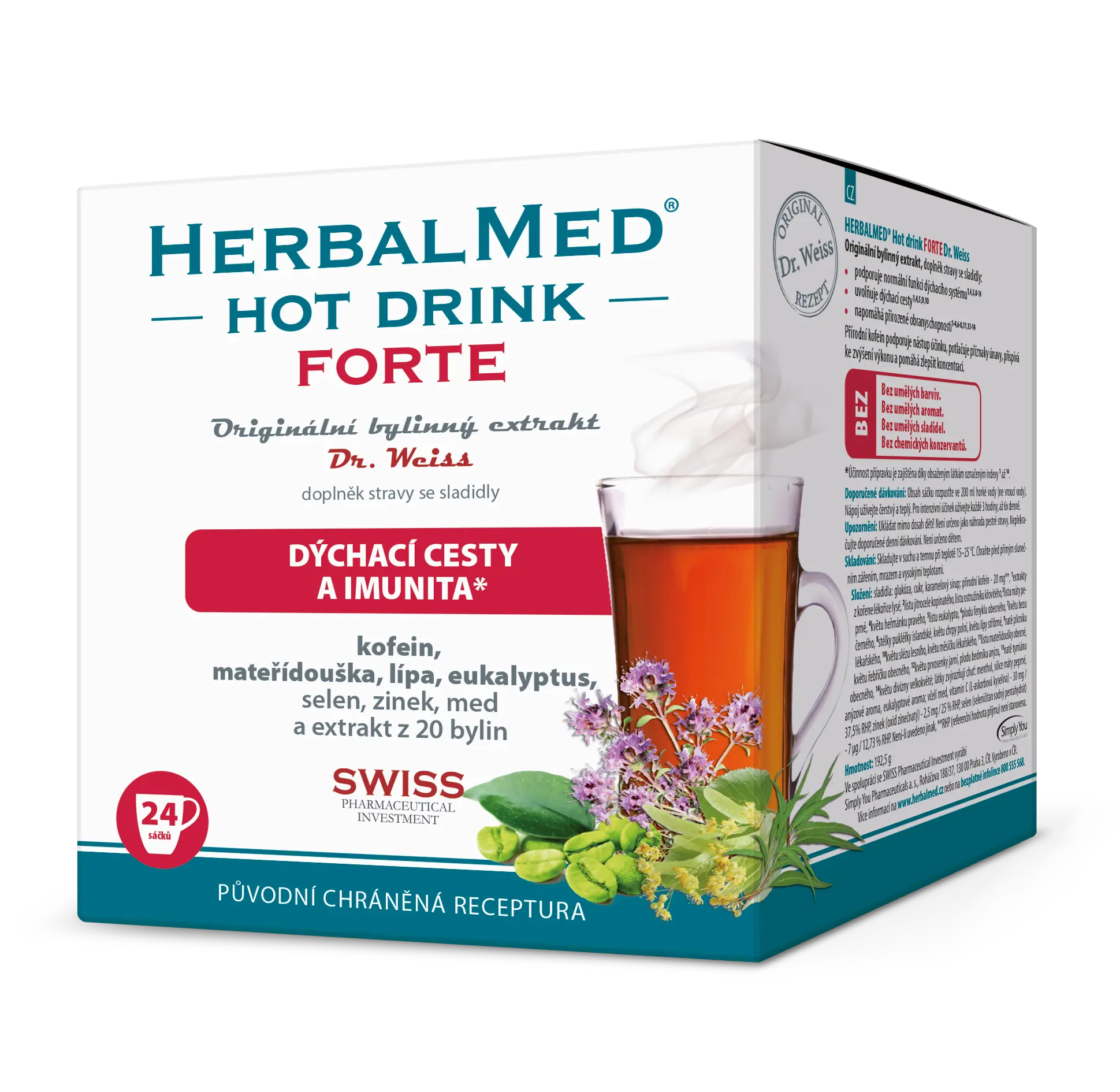 HERBALMED HotDrink Forte Dr.Weiss s kofein.24sáčků