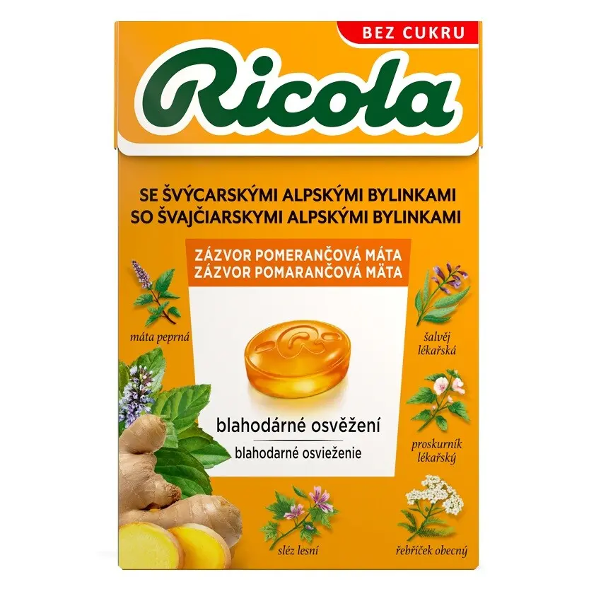 RICOLA Zázvor pomerančová máta bez cukru 40 g