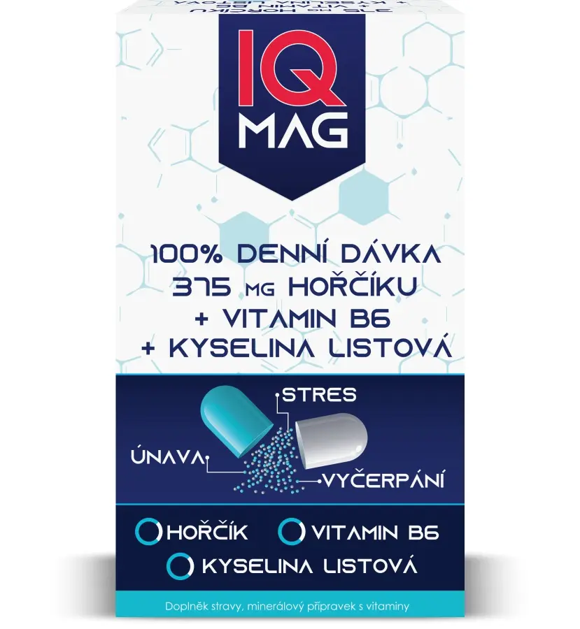 IQ Mag hořčík 375 mg + B6 + kys.listová 60 tobolek