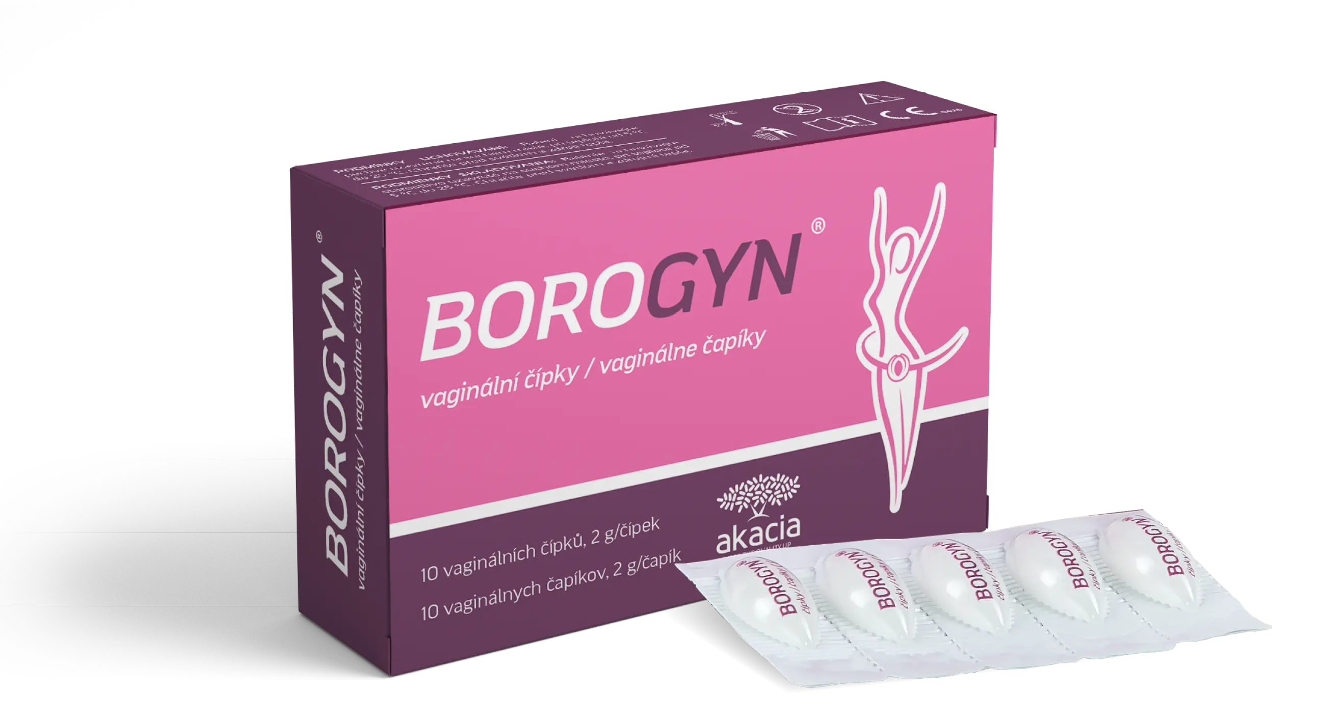 Borogyn vaginální čípky 10 x 2 g