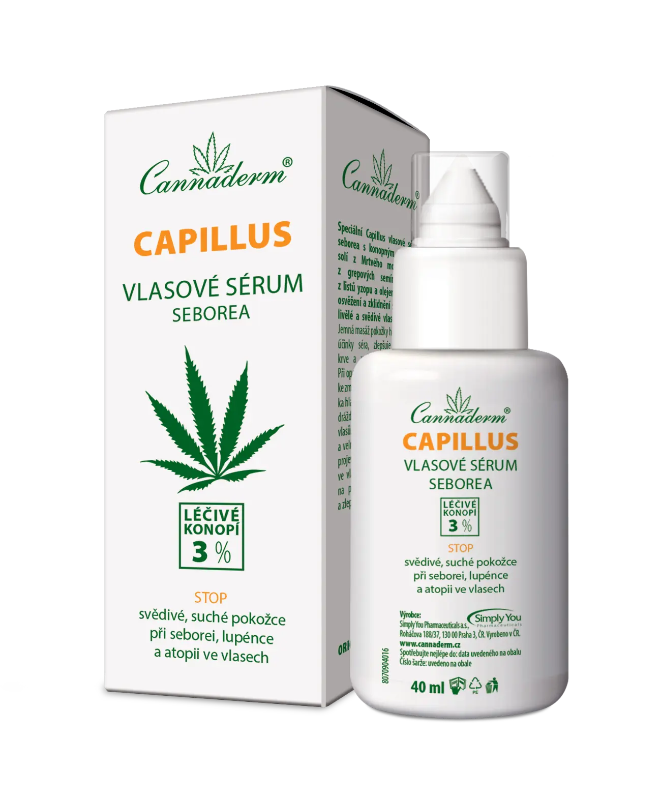 Cannaderm Capillus vlasové sérum seborea 40 ml