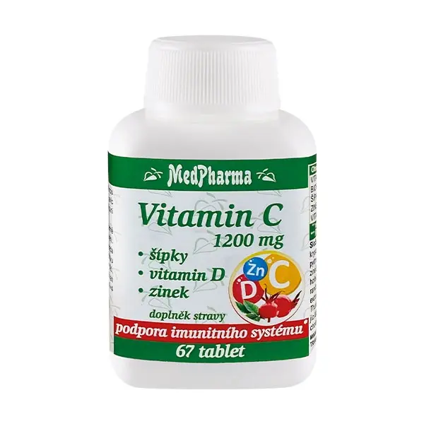 MedPharma Vitamin C 1200 mg s šípky, vitamin D, zinek, 67 tablet