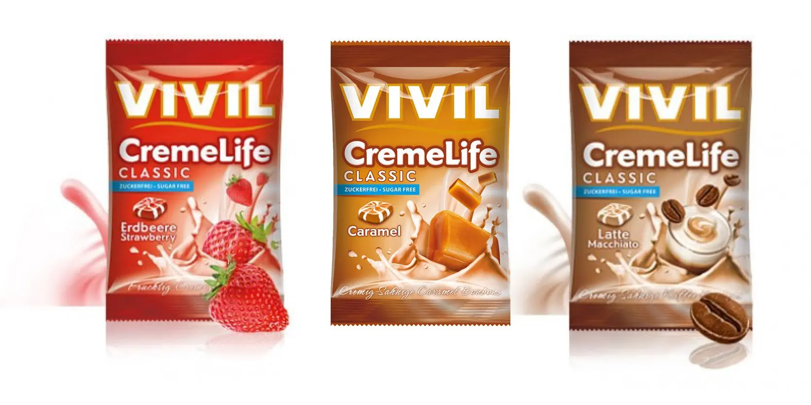 Vivil Creme life latte-macchiato + jahoda + karamel bez cukru 3 x 110 g