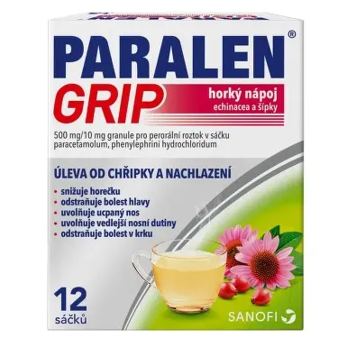 PARALEN GRIP HORKÝ NÁPOJ ECHINACEA A ŠÍPKY POR 500MG/10MG POR GRA SOL SCC 12