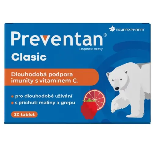 Preventan Clasic s příchutí maliny a grepu 30 tablet