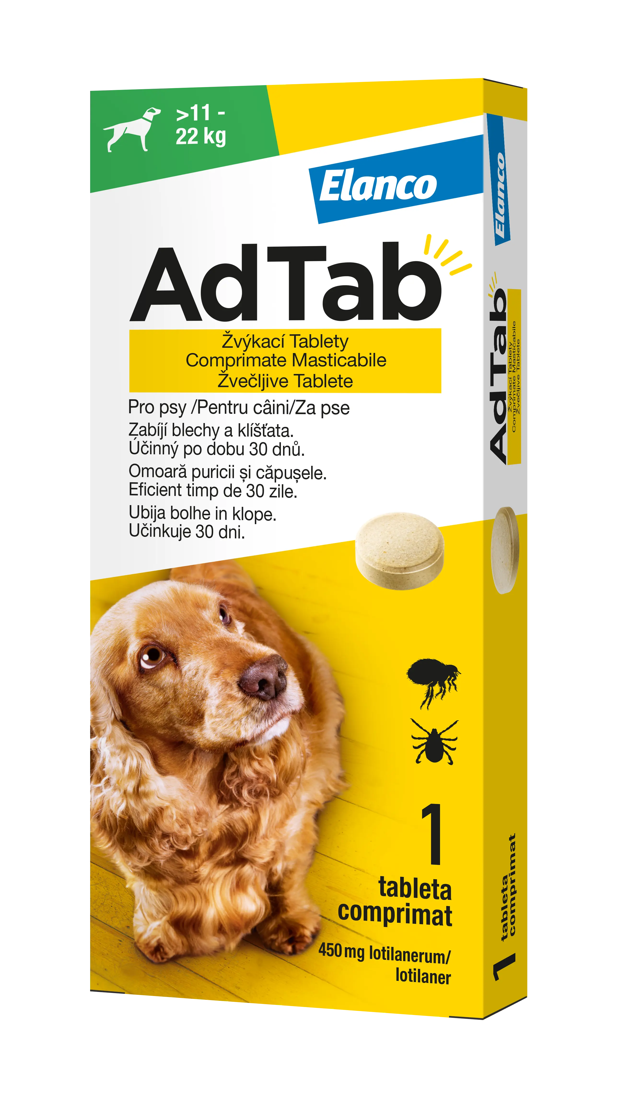 AdTab 450 mg žvýkací tablety pro psy 11-22 kg 1 tbl