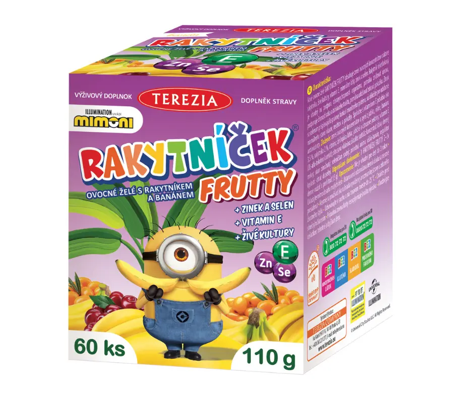 RAKYTNÍČEK Frutty želatinky +Zn+Se+Vitamín E MIMONI 60 ks