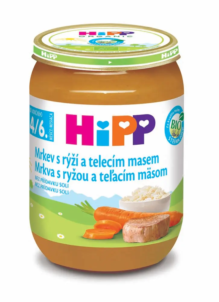 HiPP Bio Mrkev s rýží a telecím masem 190 g