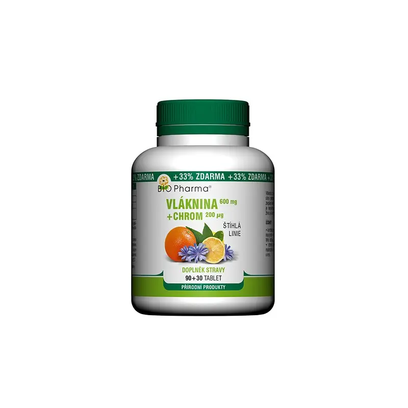 Bio Pharma Vláknina 600 mg + Chrom 200 mcg 120 tablet