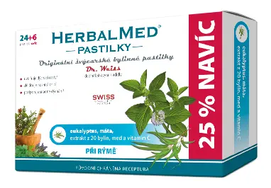 HerbalMed Dr.Weiss Eukalypt + máta + Vitamín C 30 pastilek