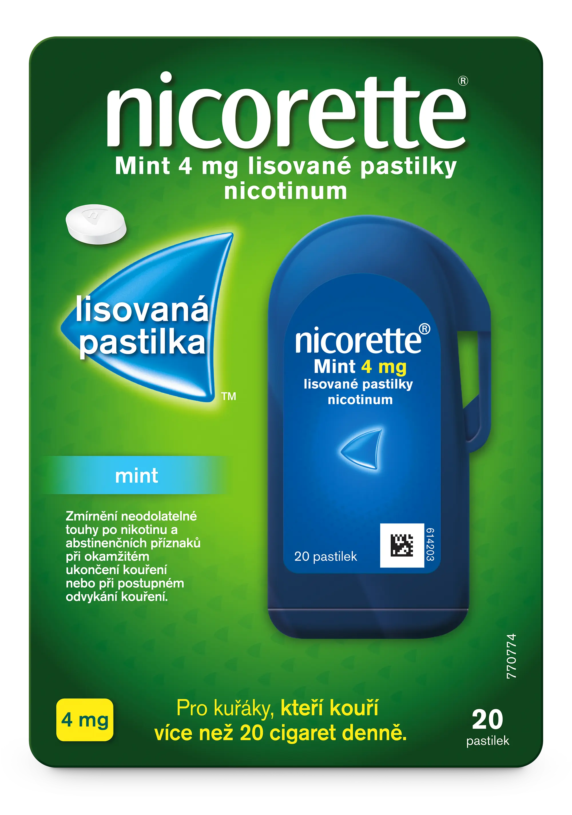 Nicorette mint 4 mg lisované pastilky orm.pas.cmp. 20 x 4 mg