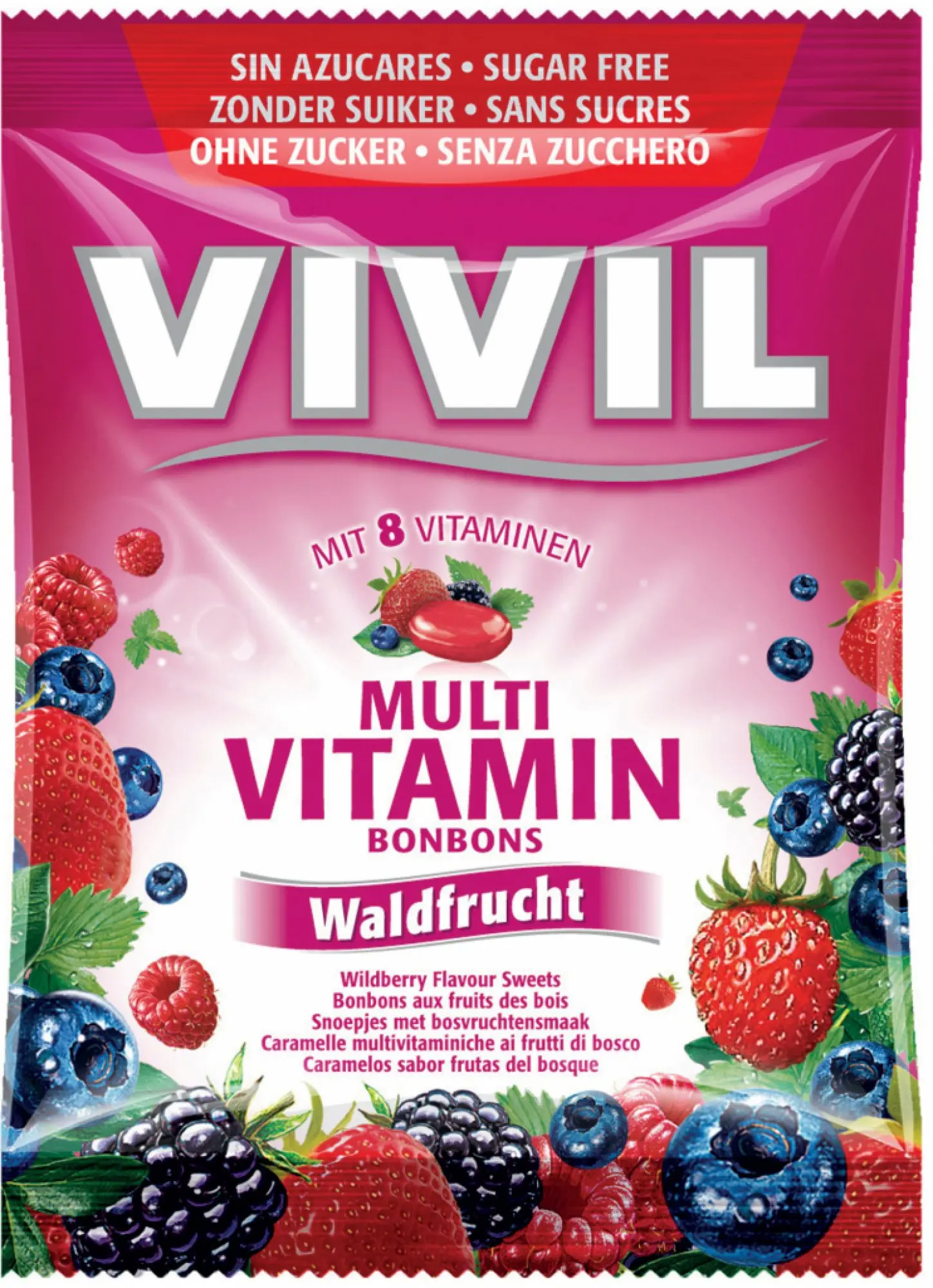 Vivil Multivitamín lesní plody 8 vitamínů bez cukru 60 g