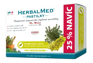 HerbalMed Dr. Weiss Islandský lišejník tymián vitamin C 30 pastilek