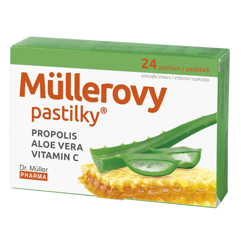 Müllerovy pastilky s propolisem a Aloe vera 24ks