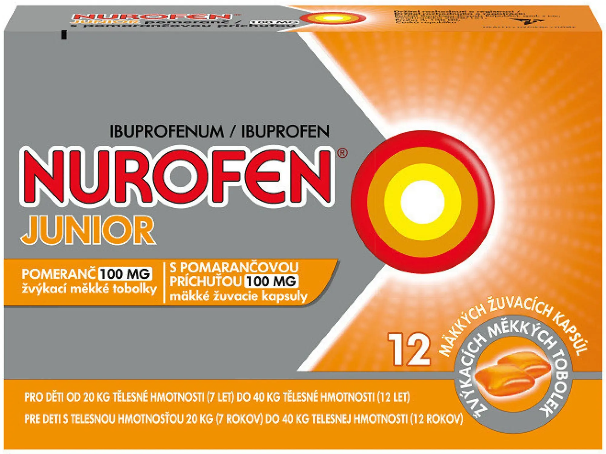 Nurofen Junior Pomeranč 100 mg.cps.mdm.12