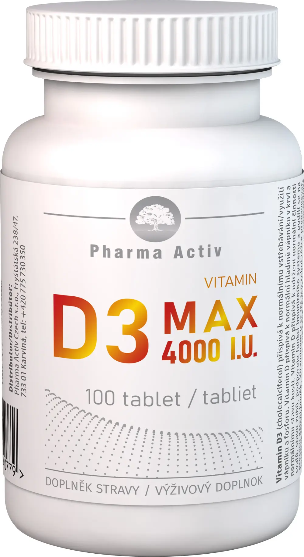 Pharma Activ Czech Vitamin D3 MAX 4000 I.U. 100 tablet