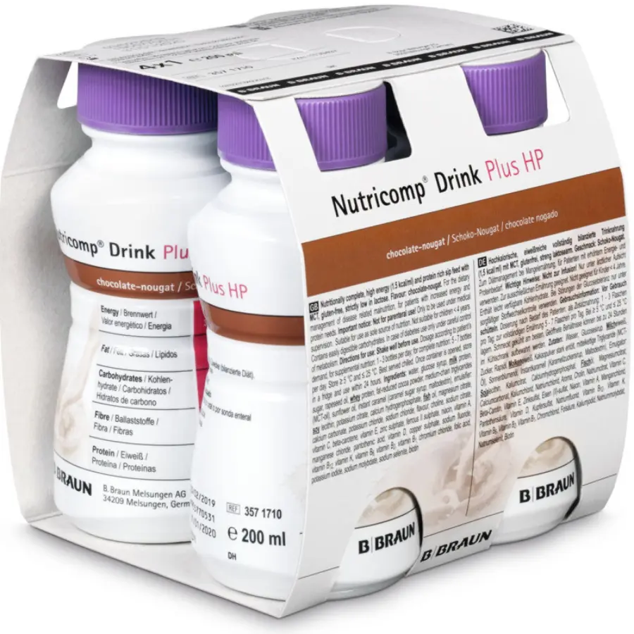 Nutricomp Drink Plus HP čoko-nugat 4x200ml | Alphega.cz