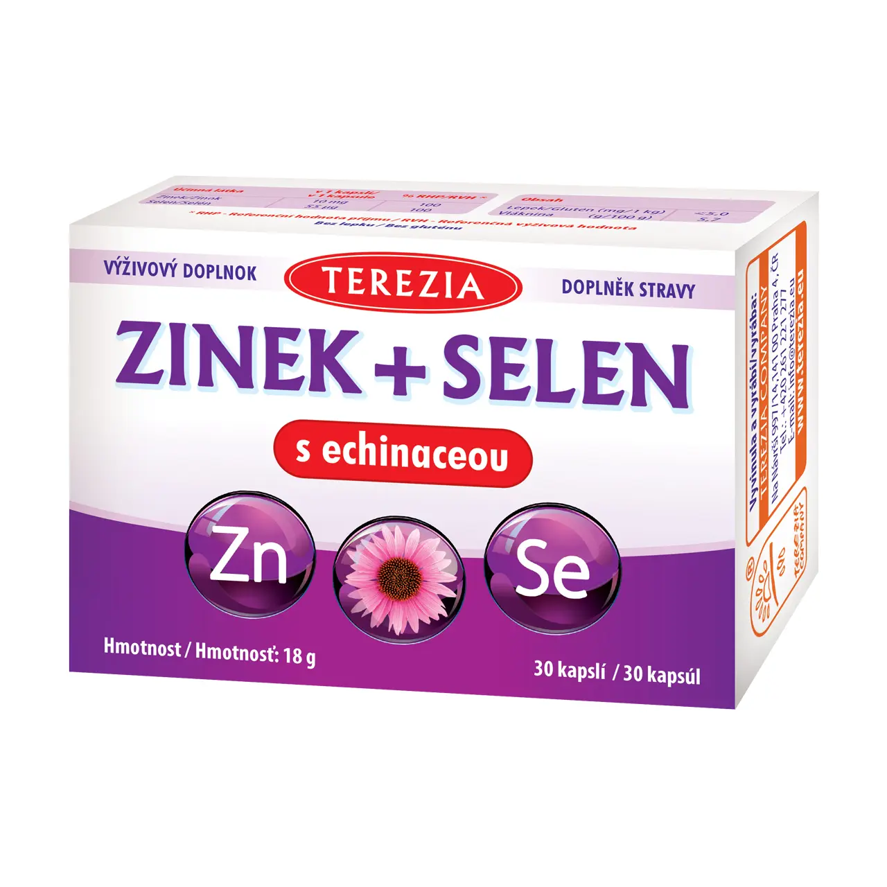 Terezia Zinek + selen s echinaceou 30 kapslí