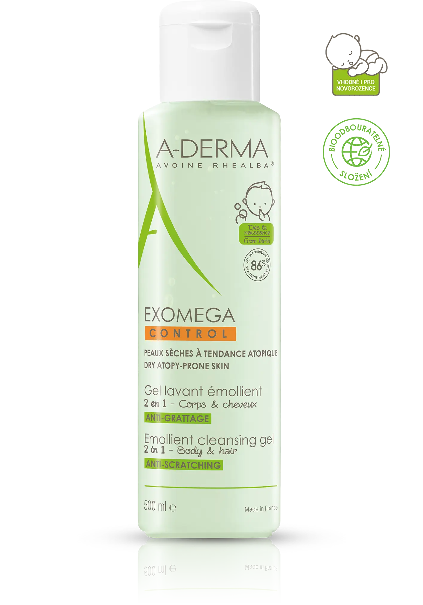 A-Derma Exomega zvláčňující mycí gel 2v1 500 ml