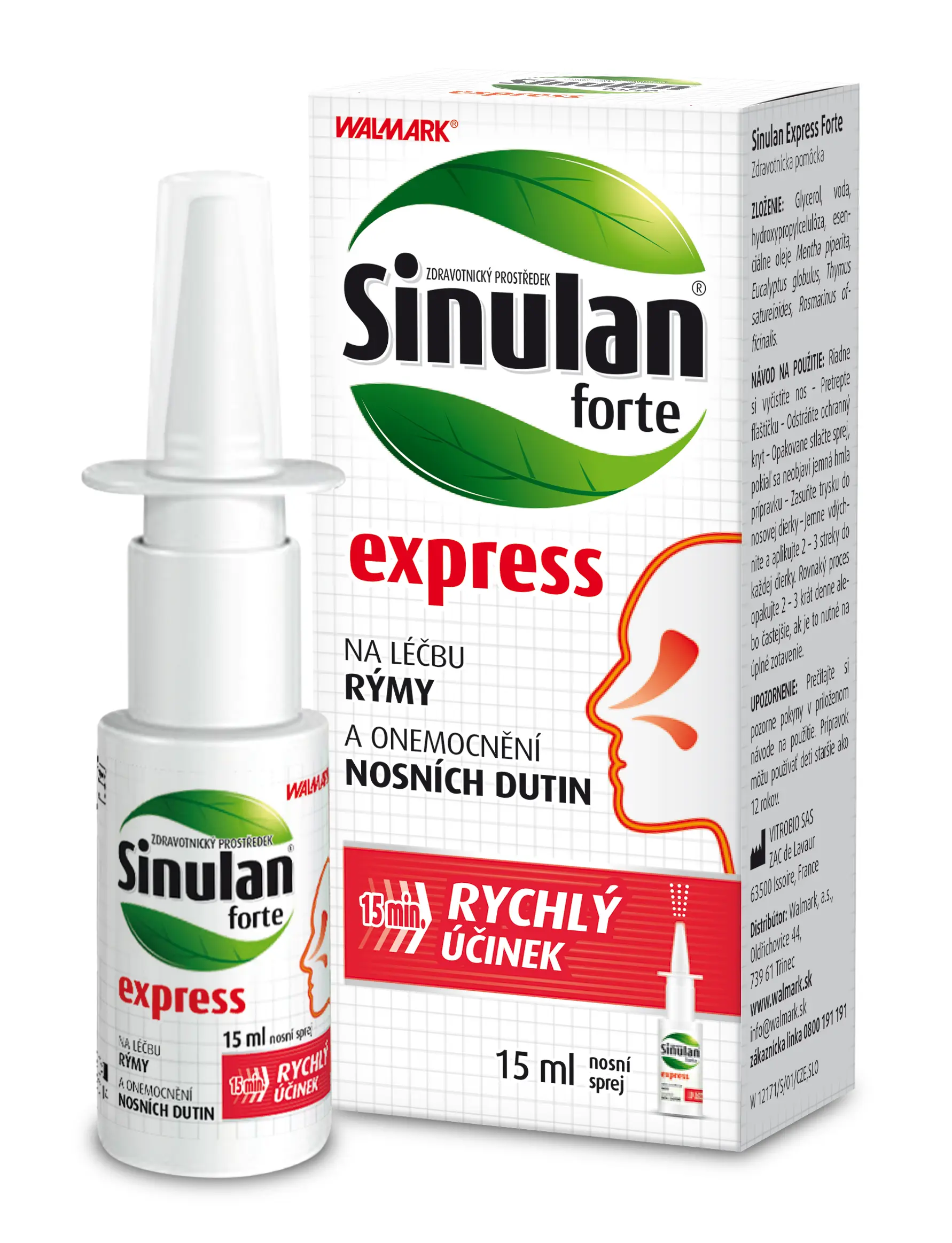 Walmark Sinulan Forte Express nosní sprej 15 ml
