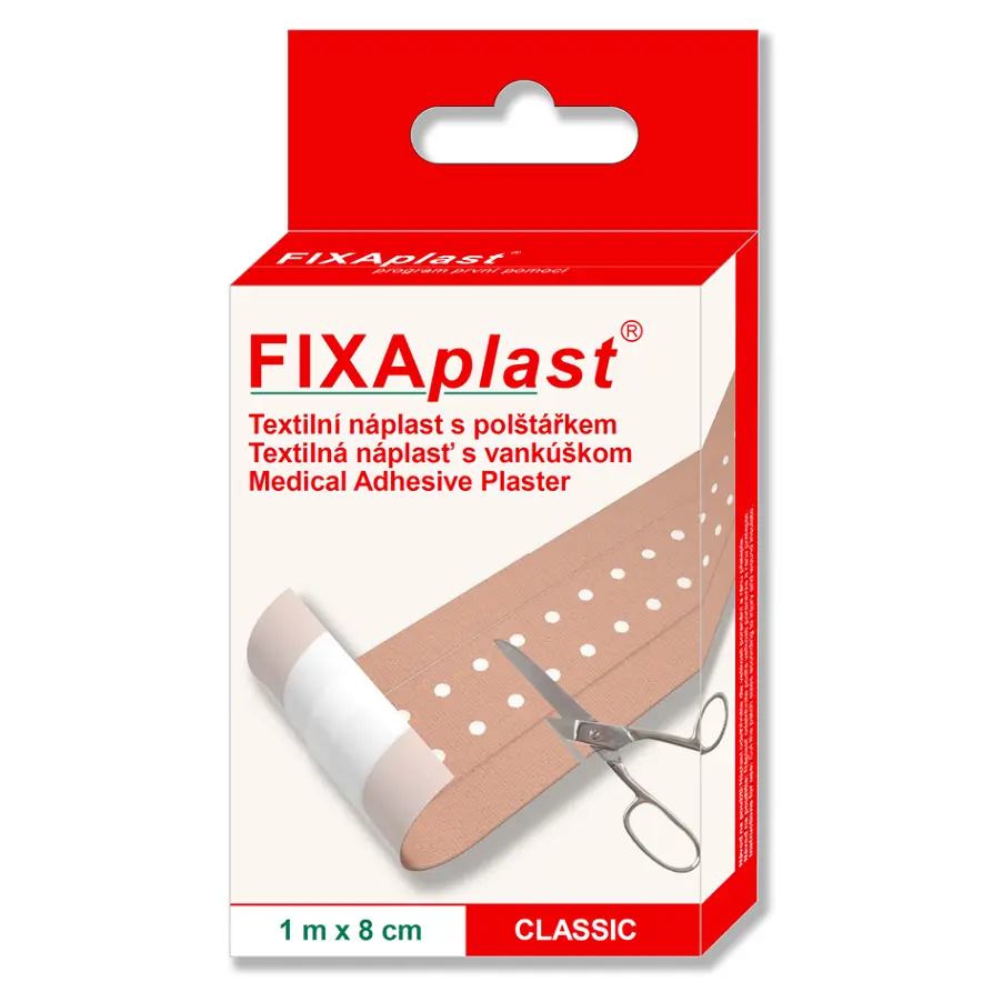 Fixaplast Classic náplast textilní s polštářkem 1 m x 8 cm