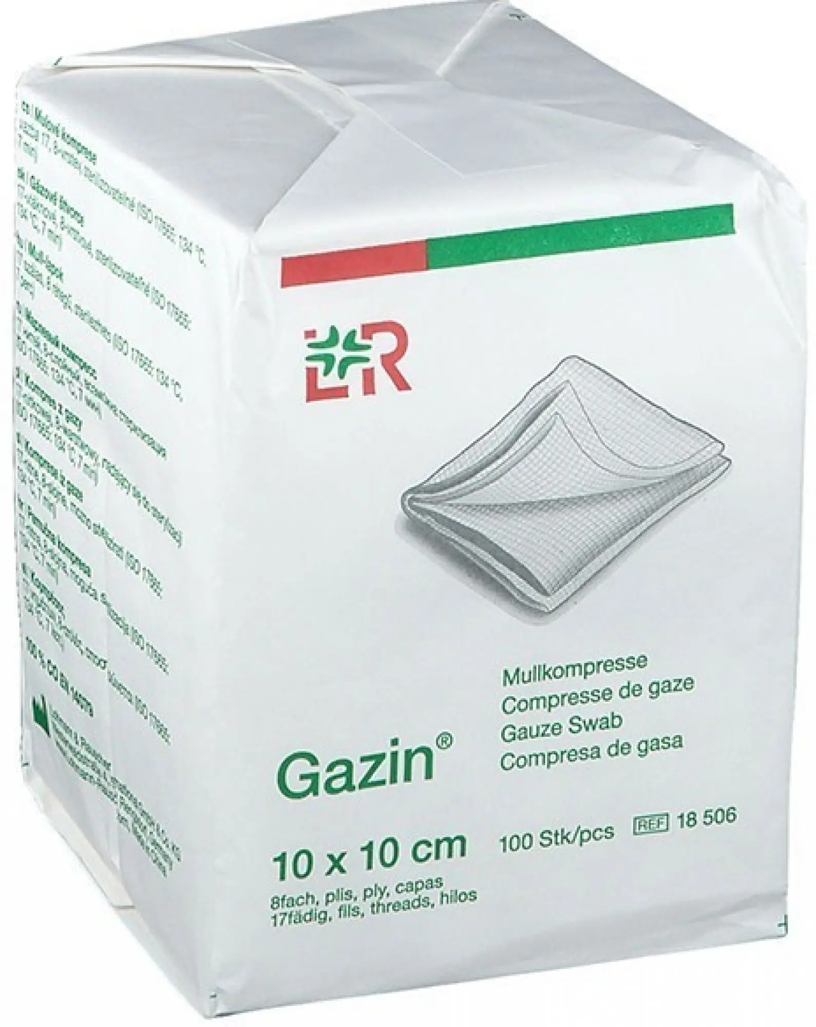 Gazin gáza hydrofilní skládaný kompres 10 x 10cm/100 ks 8vrstvý