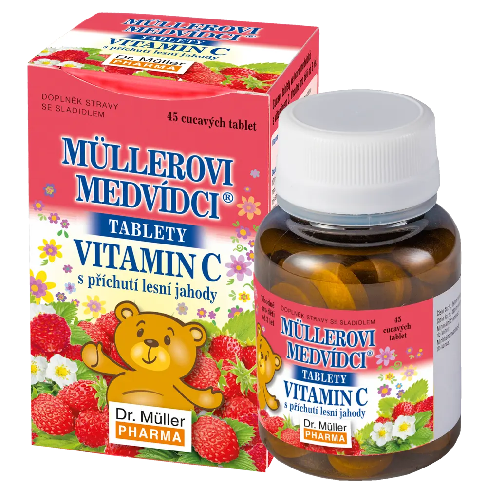 Müllerovi medvídci s vitaminem C a příchutí jahody tbl.45