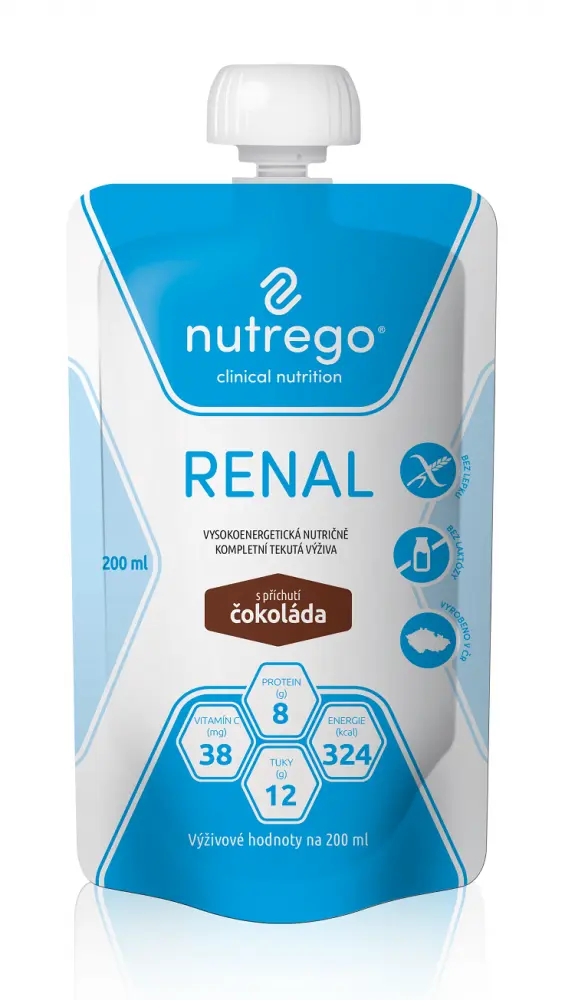 Nutrego Renal s príchutí čokoláda por.sol. 12 x 200 ml