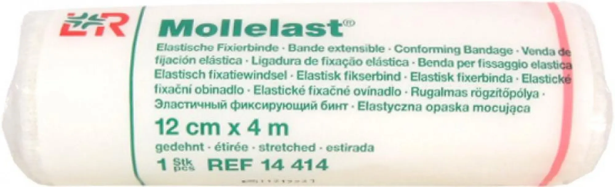 Mollelast obinadlo elastické fixační 12cm x 4m v celofánu 1 ks