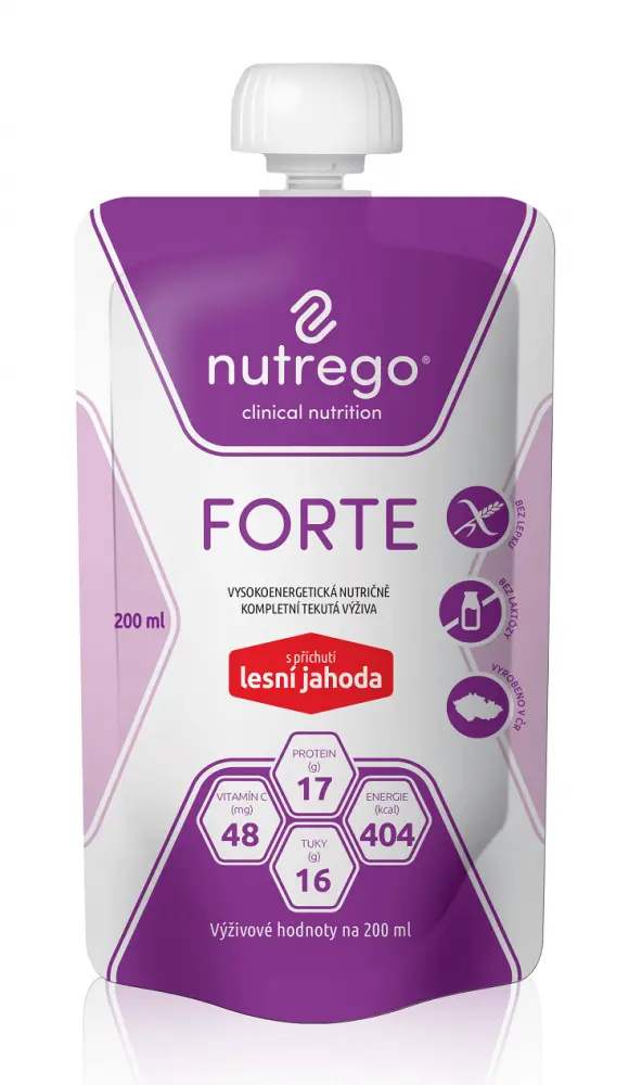 Nutrego Forte s příchutí lesní jahoda por.sol.12 x 200 ml