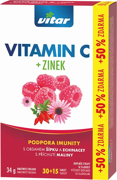 Revital Vitamin C + zinek+echinacea+šípek 45 tablet