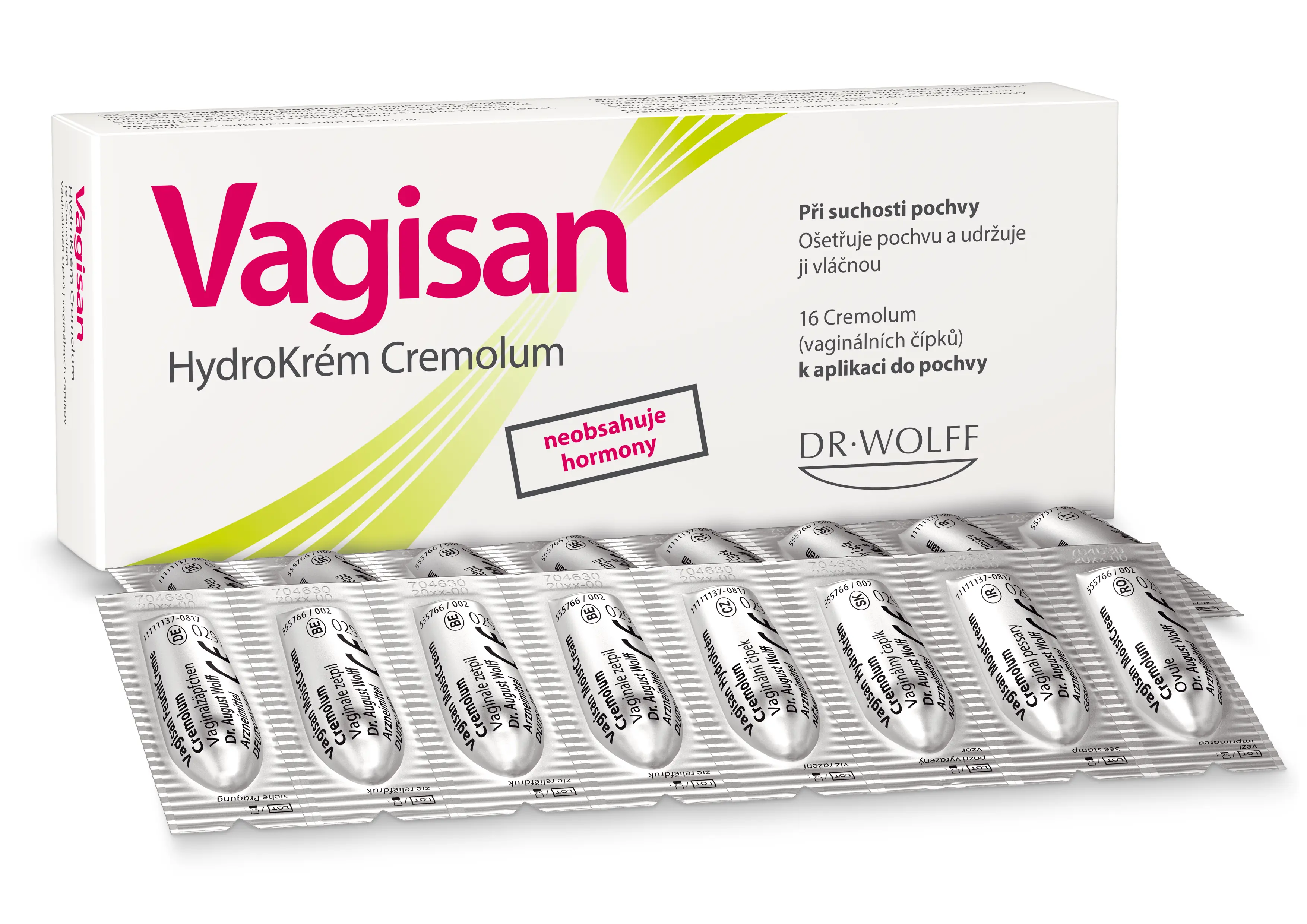 Vagisan HydroKrém Cremolum vaginální čípky 16 ks