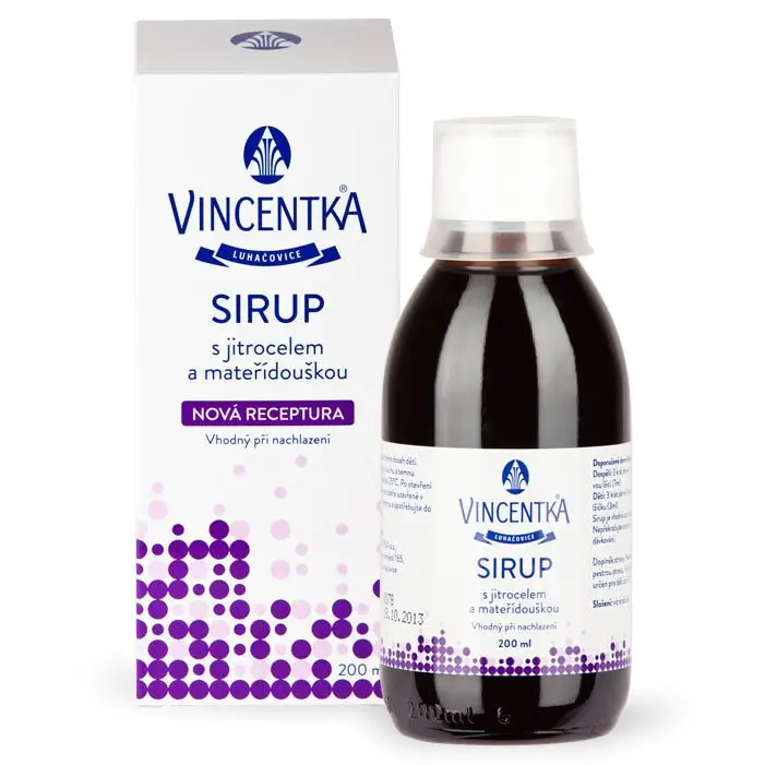 Vincentka Sirup s jitrocelem a mateřídouškou 200 ml