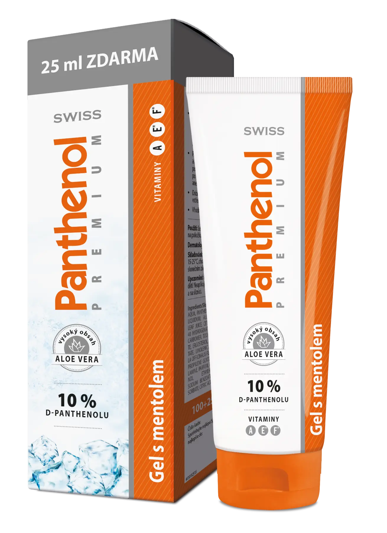 Swiss Premium Panthenol 10% chladivý gel s mentolem pro hydrataci podrážděné pokožky 125 ml