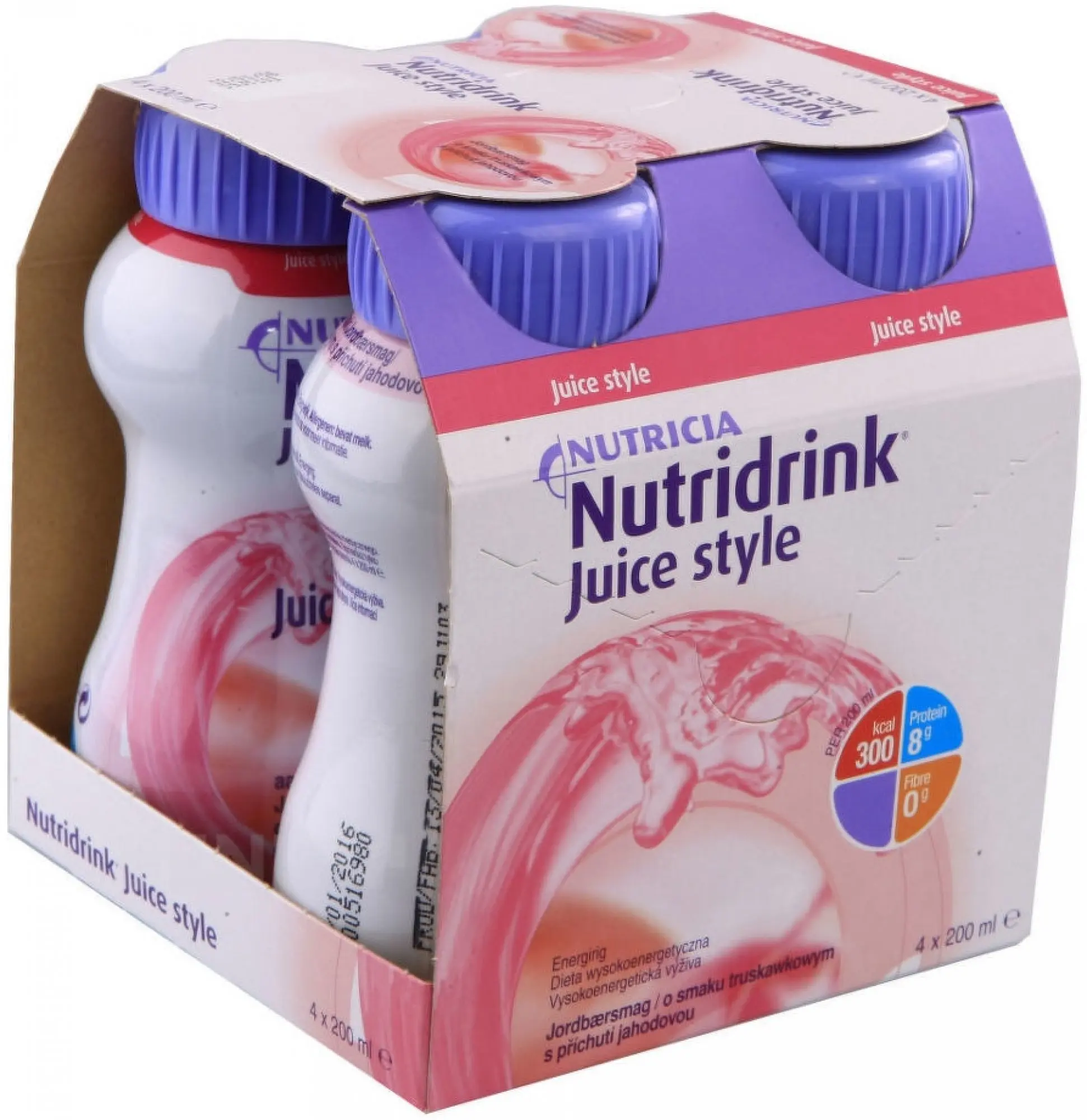 Nutridrink Juice Style s příchutí jahodovou por.sol. 4 x 200 ml