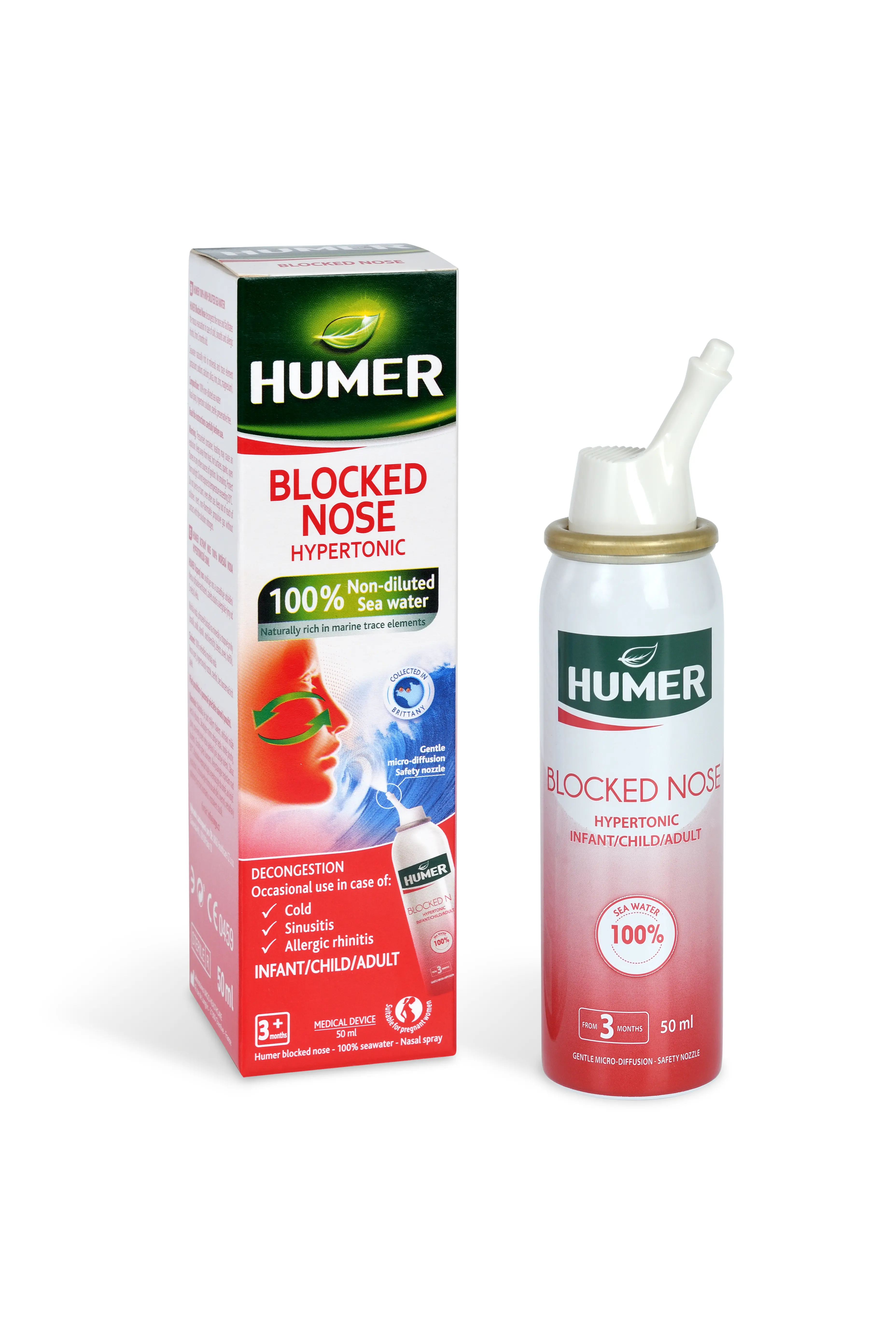 Humer Ucpaný nos 100% mořská voda Hypertonic 50 ml