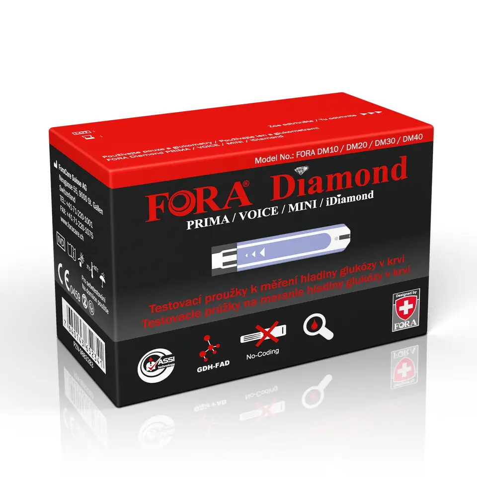 FORA Diamond Testovací proužky ke glukometru DM10 / DM20 / DM30 / DM40 50 ks