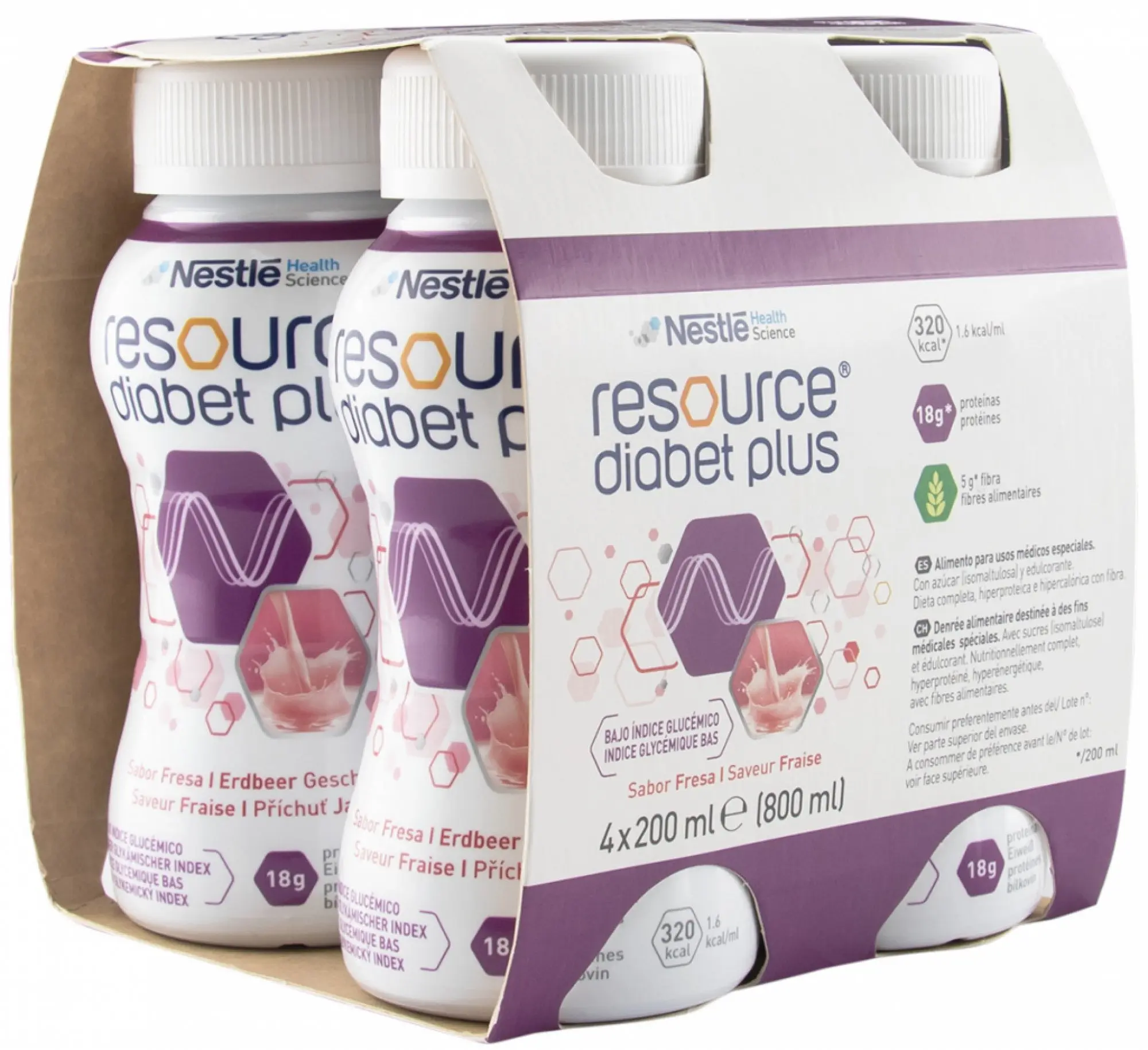 Resource Diabet Plus příchuť jahoda por.sol. 4 x 200 ml