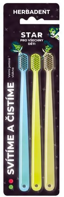 13643-0-herbadent-star-detsky-svitici-zubni-kartacek-velmi-jemna-vlakna-3-ks