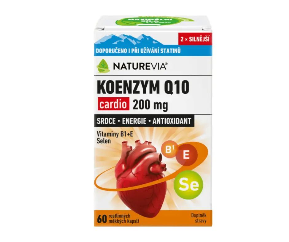 NatureVia Koenzym Q10 cardio 200mg 60 kapslí