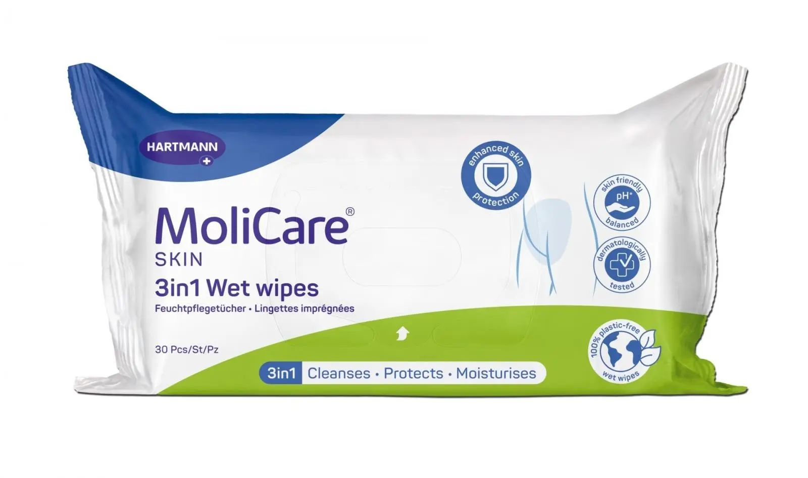 Levně MoliCare Skin Vlhčené ubrousky 3v1 30 ks